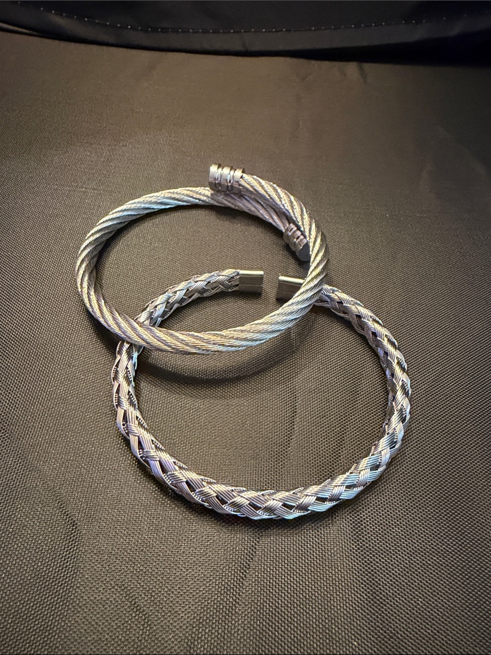 Silver-Tone Braided and Twisted Cable Bangle Set - Women Jewelry